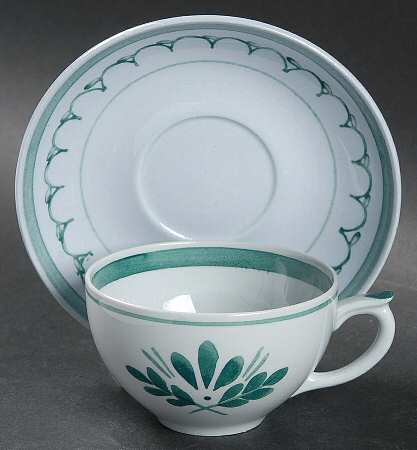Green Thistle Flat Demitasse Cup & Saucer Set
