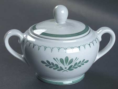 Green Thistle Sugar Bowl & Lid
