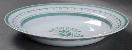 Green Thistle Rim Soup Bowl by Arabia of Finland