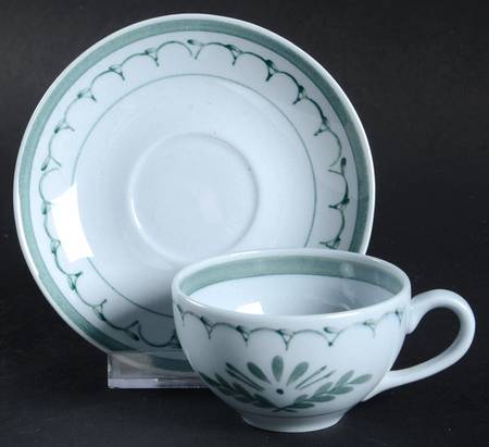 Green Thistle Flat Demitasse Cup & Saucer Set