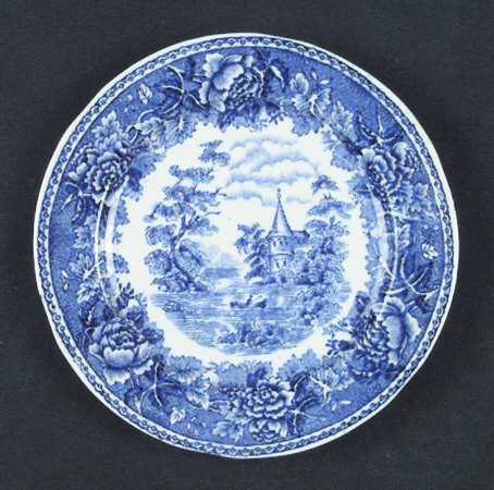 Landscape Blue Bread & Butter Plate