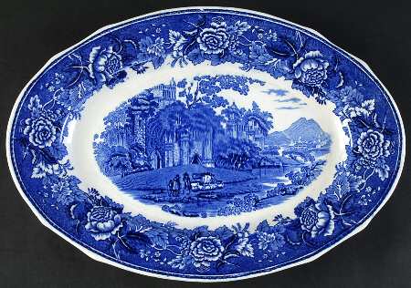 Landscape Blue 14" Oval Serving Platter