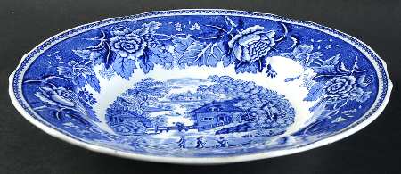 Landscape Blue Large Rim Soup Bowl