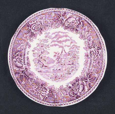 Landscape Red Bread & Butter Plate