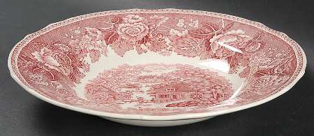 Landscape Red Large Rim Soup Bowl