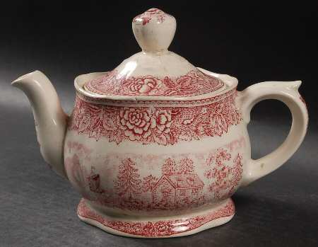 Landscape Red Mini Teapot & Lid