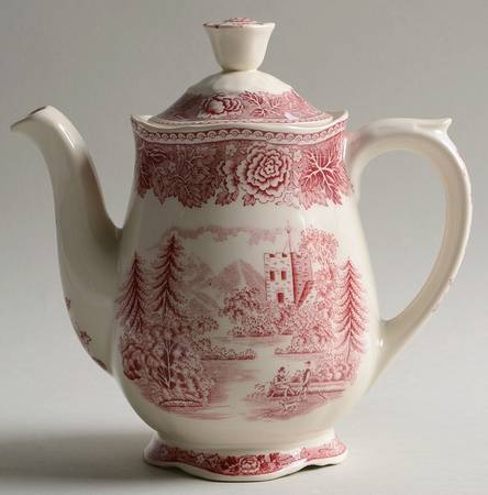 Landscape Red Small Teapot & Lid