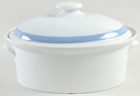 Ribbons Blue (White Background) 2 Quart Oval Covered Casserole