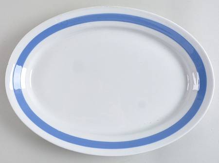 Ribbons Blue (White Background) 14" Oval Serving Platter