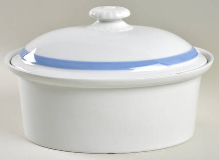 Ribbons Blue (White Background) 2.25 Qt Round Covered Casserole