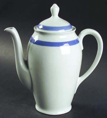 Ribbons Blue (White Background) Coffee Pot & Lid