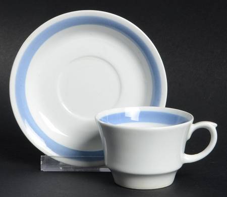 Ribbons Blue (White Background) Flat Demitasse Cup & Saucer Set