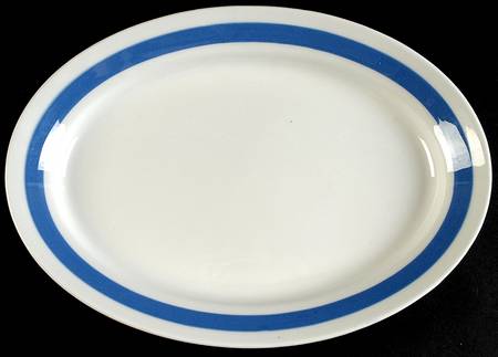 Ribbons Blue (White Background) 12" Oval Serving Platter