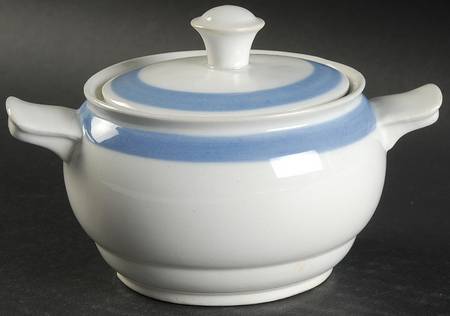 Ribbons Blue (White Background) Sugar Bowl & Lid