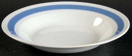 Ribbons Blue (White Background) Rim Soup Bowl