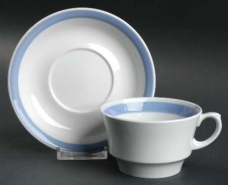 Ribbons Blue (White Background) Flat Cup & Saucer Set