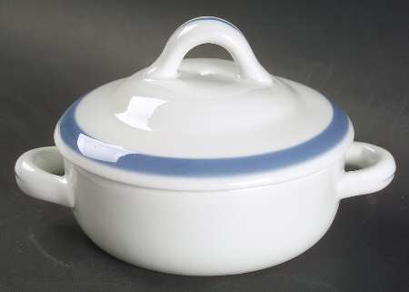 Ribbons Blue (White Background) Individual Casserole & Lid