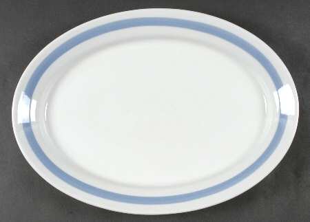 Ribbons Blue (White Background) 15" Oval Serving Platter