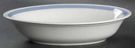 Ribbons Blue (White Background) 10" Oval Vegetable Bowl