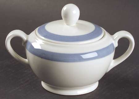 Ribbons Blue (White Background) Sugar Bowl & Lid