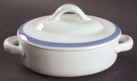 Ribbons Blue (White Background) 1 Quart Oval Covered Casserole