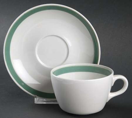 Ribbons Green Flat Cup & Saucer Set