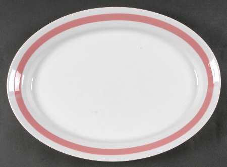 Ribbons Pink 15" Oval Serving Platter