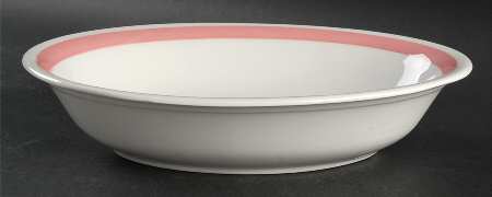 Ribbons Pink 10" Oval Vegetable Bowl