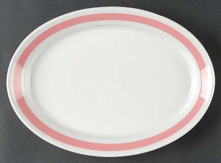 Ribbons Pink 12" Oval Serving Platter