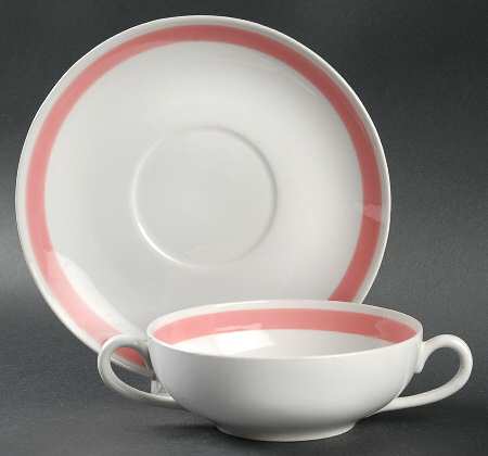 Ribbons Pink Flat Cream Soup Bowl & Saucer Set