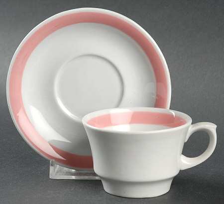 Ribbons Pink Flat Demitasse Cup & Saucer Set