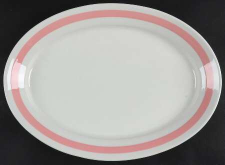 Ribbons Pink 14" Oval Serving Platter