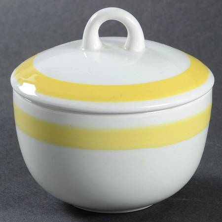 Ribbons Yellow Sugar Bowl & Lid
