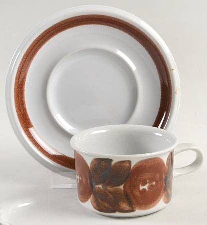 Rosmarin Brown Flat Demitasse Cup & Saucer Set