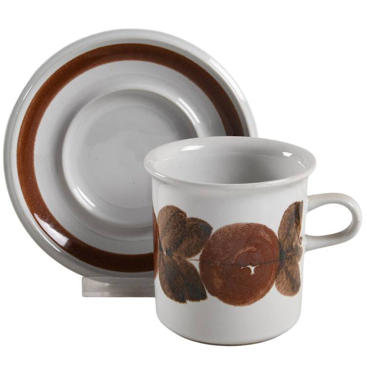 Rosmarin Brown Flat Cup & Saucer Set