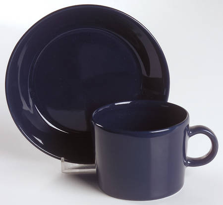 Teema Dark Blue Flat Cup & Saucer Set