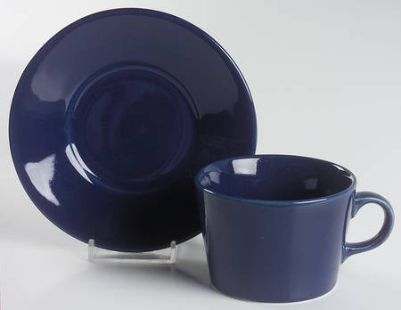 Teema Dark Blue Flat Cup & Saucer Set
