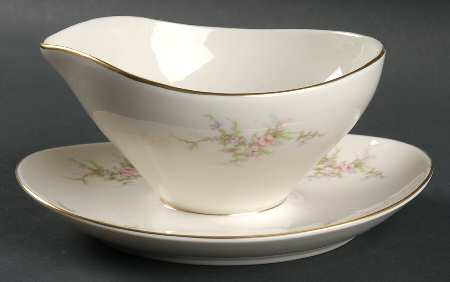 Petite Rose Gravy Boat with Attached Underplate
