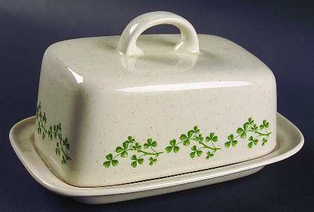 Wild Shamrock Cheese Dish with Lid (Wedge)