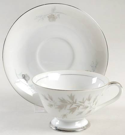 Silver Spray Footed Cup & Saucer Set
