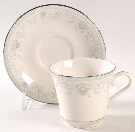 Blue Versailles Flat Cup & Saucer Set by American Royalty