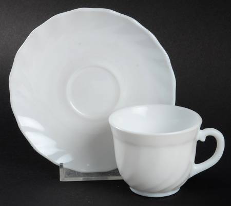 Trianon White Flat Demitasse Cup & Saucer Set