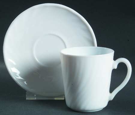 Trianon White Flat Cup & Saucer Set