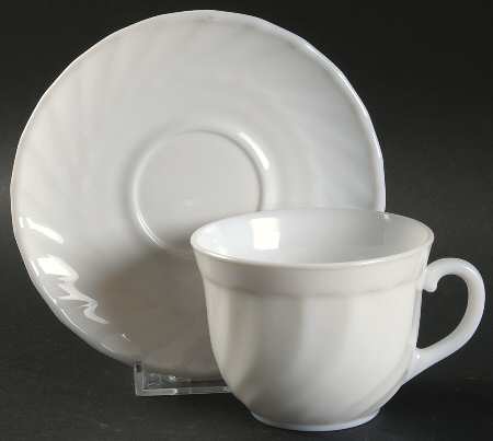 Trianon White Flat Cup & Saucer Set