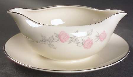 Champagne Rose Gravy Boat with Attached Underplate