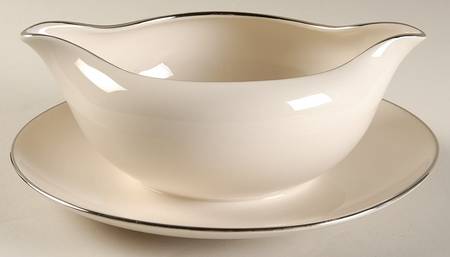 Royal Platinum (Cream) Gravy Boat with Attached Underplate