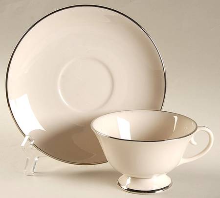 Royal Platinum (Cream) Footed Cup & Saucer Set