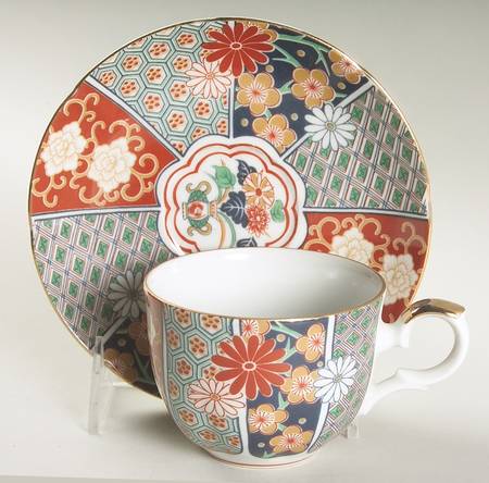 Imari Fan Flat Cup & Saucer Set
