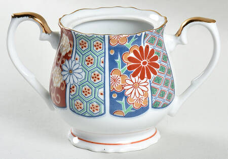 Imari Fan Sugar Bowl No Lid