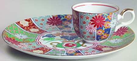 Imari Fan Snack Plate & Cup Set